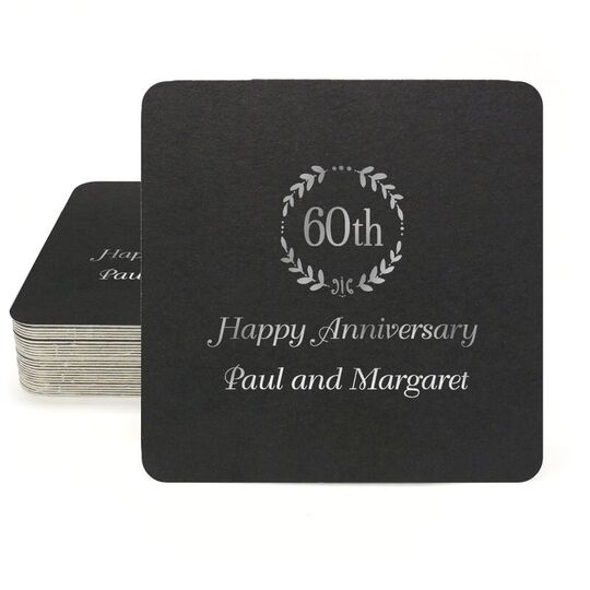 60th Wreath Square Coasters