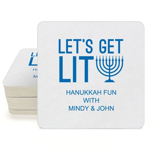 Let's Get Lit Square Coasters
