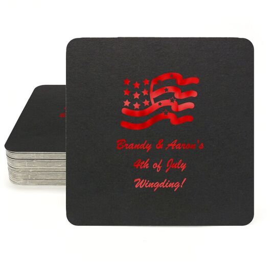 American Flag Square Coasters