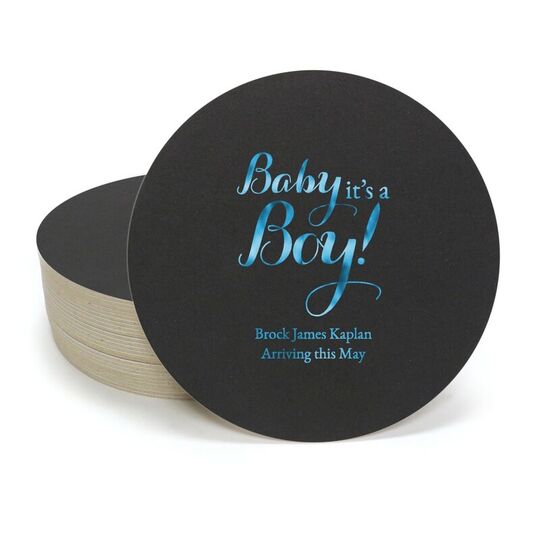 Baby It's A Boy Round Coasters