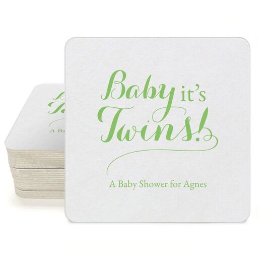Baby It's Twins Square Coasters