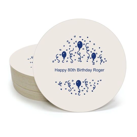 Balloons and Streamers Round Coasters