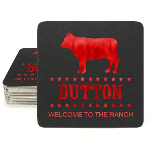 BBQ Cow Square Coasters