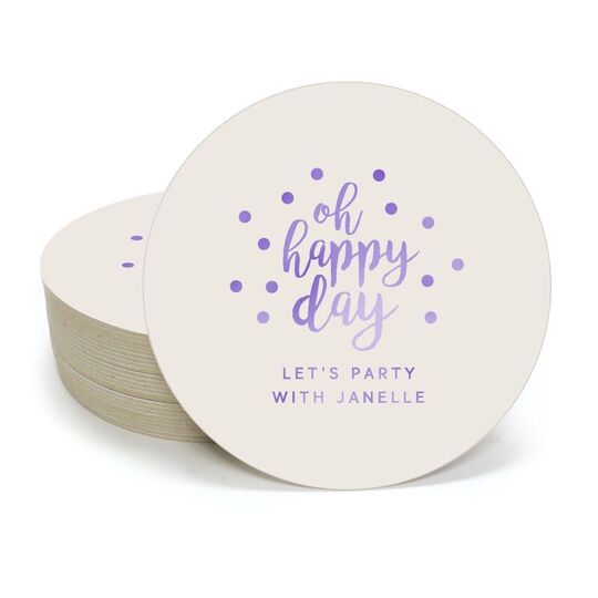 Confetti Dots Oh Happy Day Round Coasters