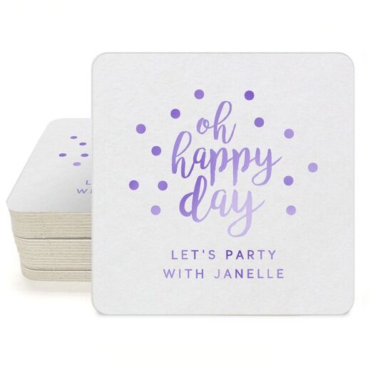 Confetti Dots Oh Happy Day Square Coasters