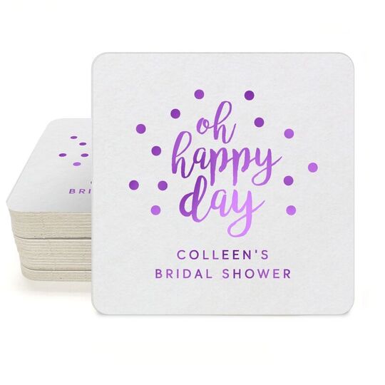 Confetti Dots Oh Happy Day Square Coasters