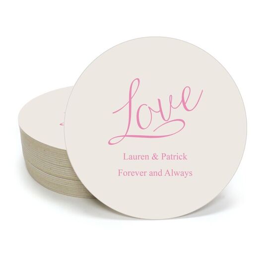 Expressive Script Love Round Coasters