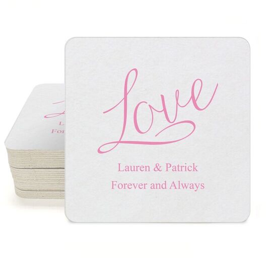 Expressive Script Love Square Coasters