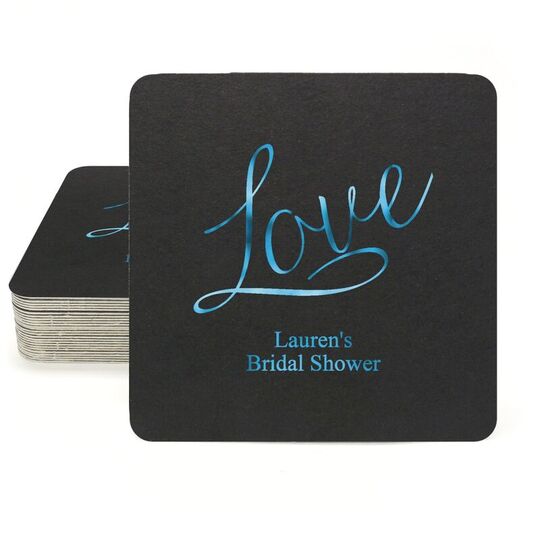 Expressive Script Love Square Coasters