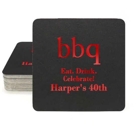 Big Word BBQ Square Coasters