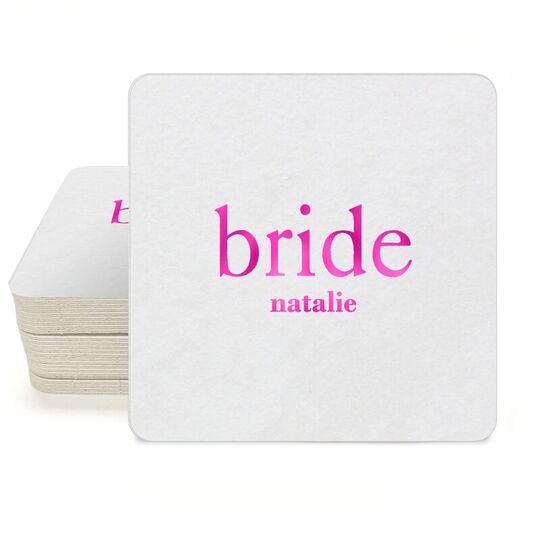 Big Word Bride Square Coasters