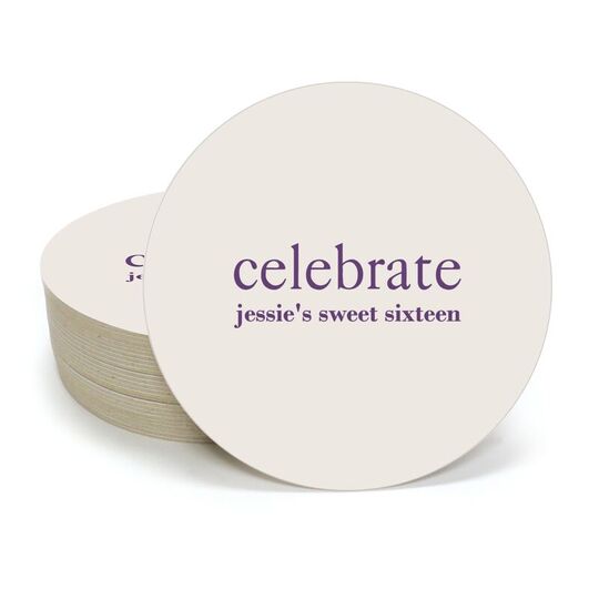 Big Word Celebrate Round Coasters