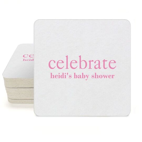 Big Word Celebrate Square Coasters