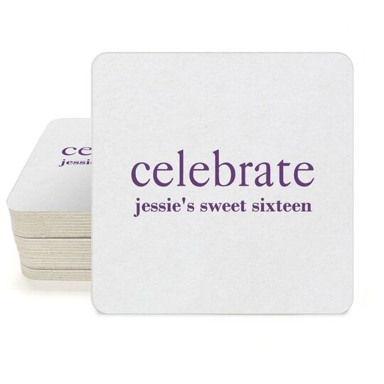 Big Word Celebrate Square Coasters