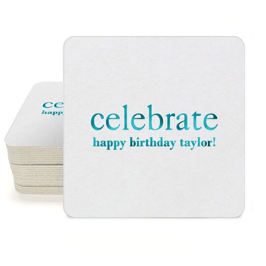 Big Word Celebrate Square Coasters