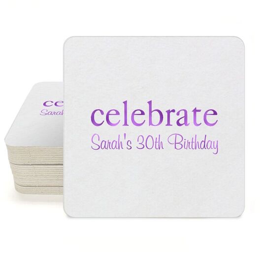 Big Word Celebrate Square Coasters