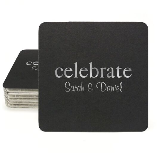 Big Word Celebrate Square Coasters