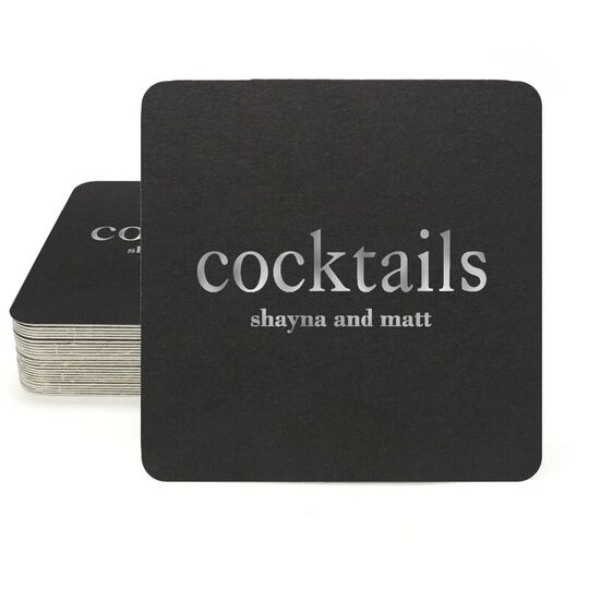 Big Word Cocktails Square Coasters