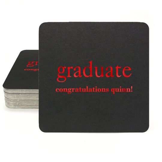 Big Word Graduate Square Coasters