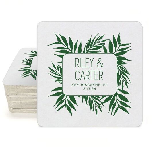 Palm Leaves Square Coasters