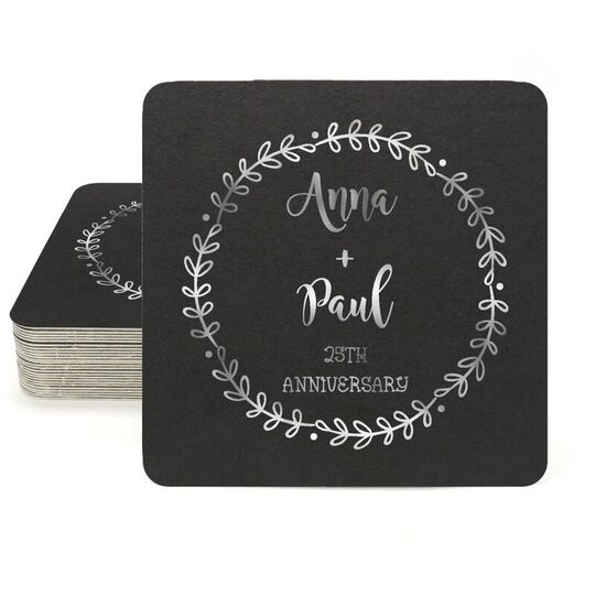 Sweet Wreath Square Coasters