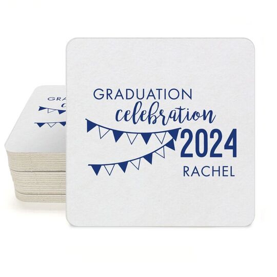 Celebration Pennants Graduation Square Coasters