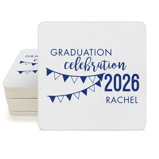 Celebration Pennants Graduation Square Coasters