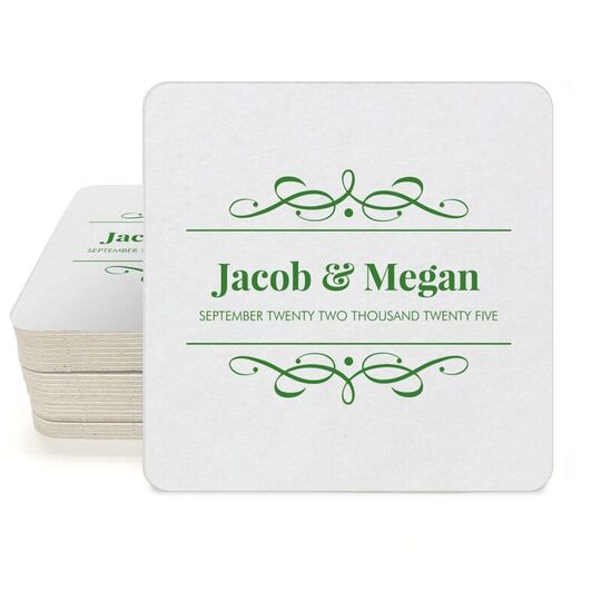 Modern Flourish Framed Square Coasters