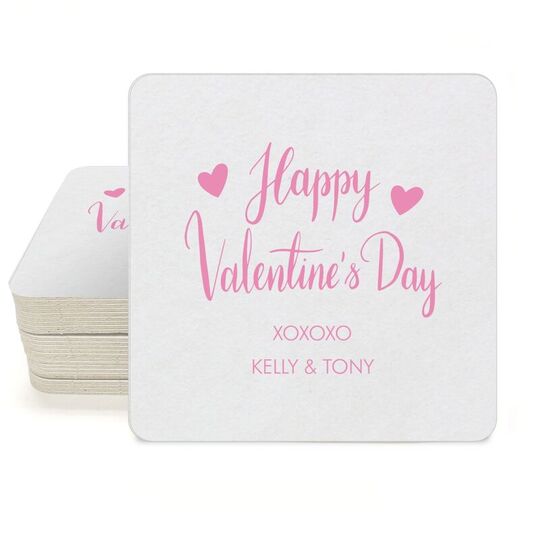 Happy Valentine's Day Square Coasters