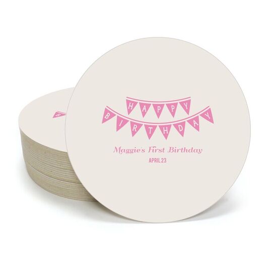 Birthday Banner Round Coasters