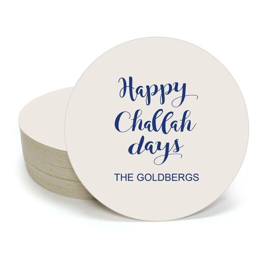 Happy Challah Days Round Coasters