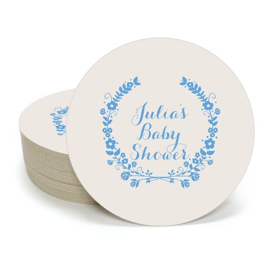 Floral Laurel Wreath Round Coasters