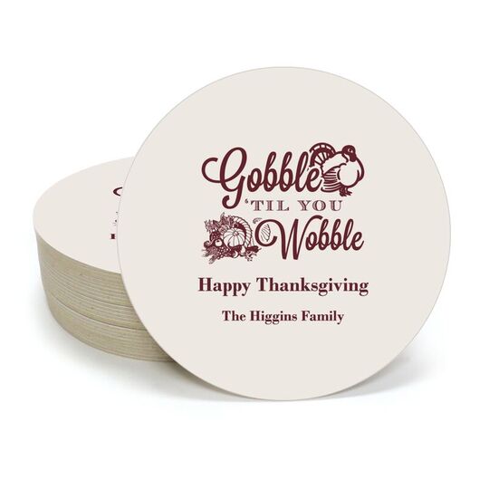 Gobble Til You Wobble Round Coasters