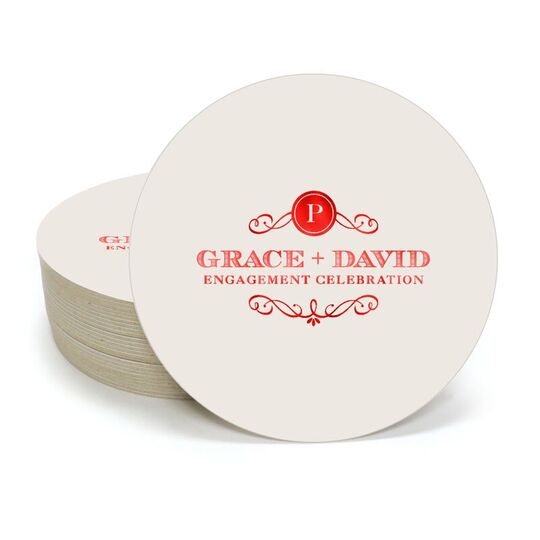 Initial Scroll Round Coasters