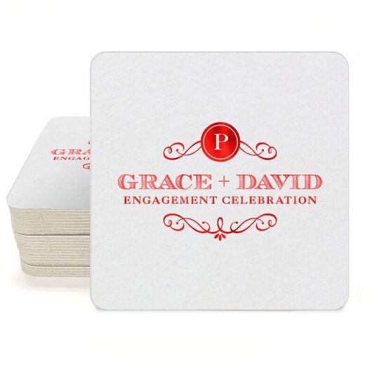 Initial Scroll Square Coasters