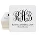 Fancy Script Monogram with Text Square Coasters Image 1 of 2