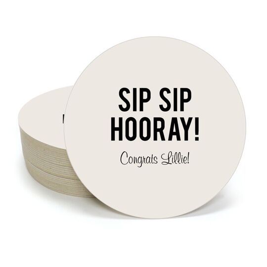 Bold Sip Sip Hooray Round Coasters