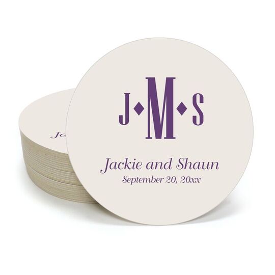 Condensed Monogram with Text Round Coasters