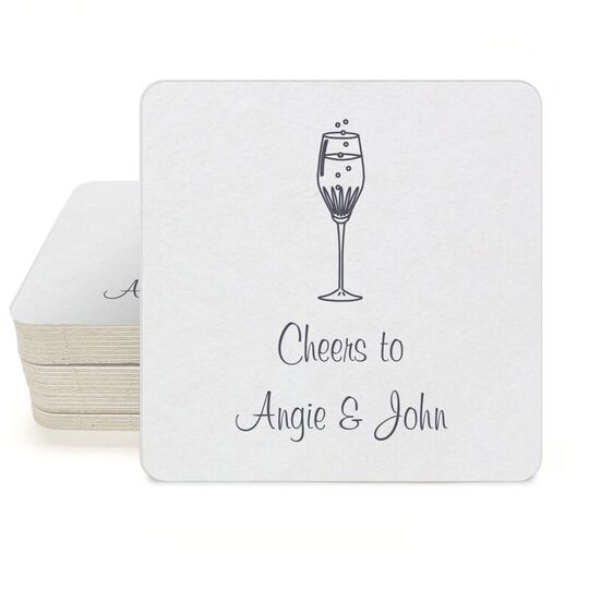 Bubbly Champagne Square Coasters
