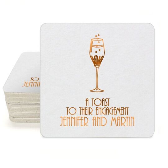 Bubbly Champagne Square Coasters