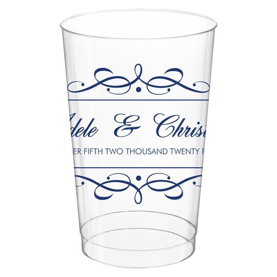 Royal Flourish Framed Names and Text Clear Plastic Cups