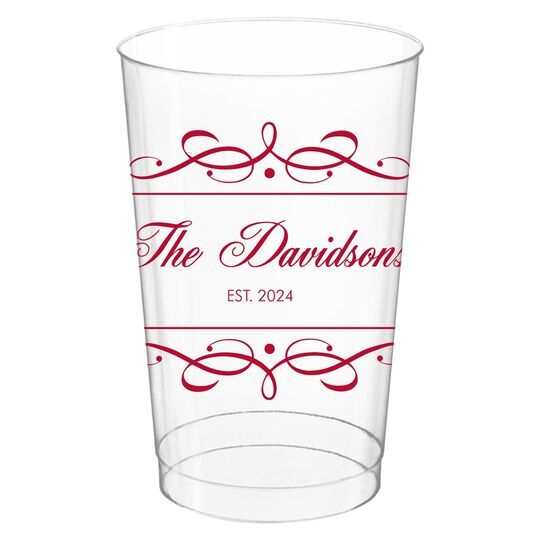 Royal Flourish Framed Names and Text Clear Plastic Cups