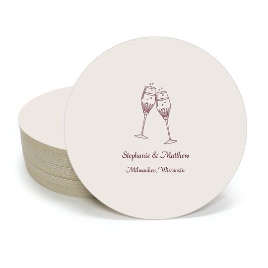 Champagne Crystal Toast Round Coasters