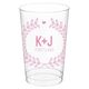 Laurel Wreath with Heart and Initials Clear Plastic Cups Image 1 of 3