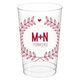 Laurel Wreath with Heart and Initials Clear Plastic Cups Image 3 of 3