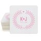 Laurel Wreath with Heart and Initials Square Coasters Image 1 of 3