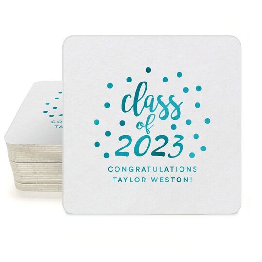 Class of Confetti Dots Square Coasters