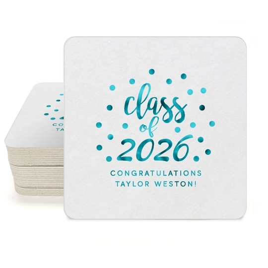 Class of Confetti Dots Square Coasters