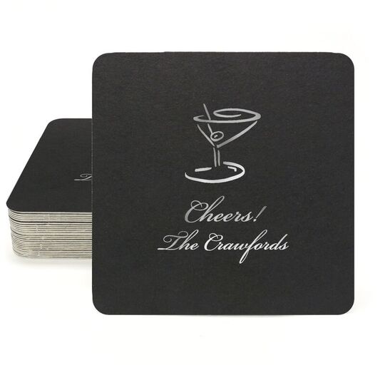 Classic Martini Square Coasters