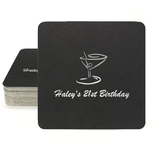 Classic Martini Square Coasters